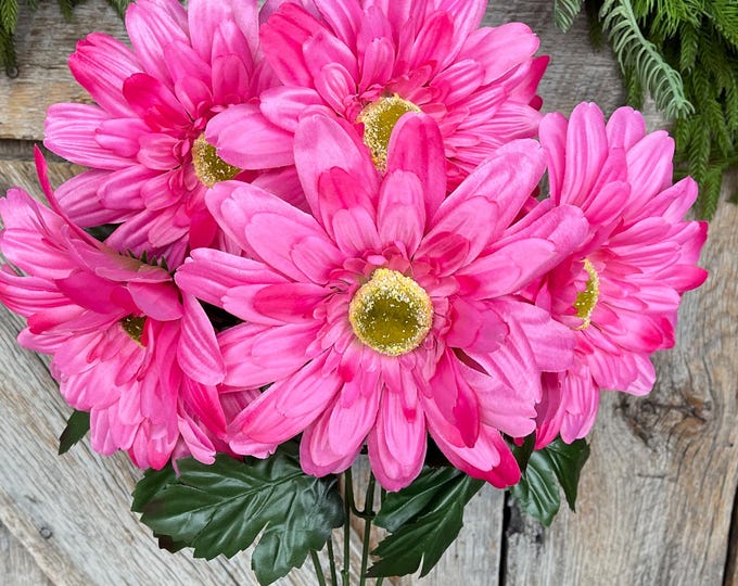 20" Hot Pink Gerber Daisy Bush, Pink Floral Spray, Artificial Daisy Bush, Floral Filler Spray, SPring Florals, Wreath Florals, 35144PK