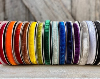 Farrisilk 3/4" Velvet Ribbon, Farrisilk Velvet Luster RIbbon, .75" Velvet Ribbon, Wired Ribbon, Holiday Ribbon, Designer Ribbon, Ribbon