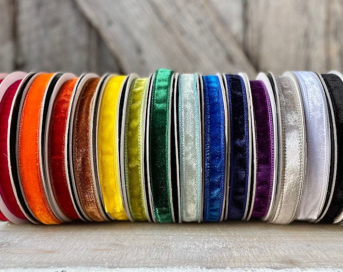 Farrisilk 3/4" Velvet Luster, New Farrisilk Velvet Luster RIbbon, .75" Velvet Ribbon, Wired Ribbon, Holiday Ribbon, Designer Ribbon, Ribbon