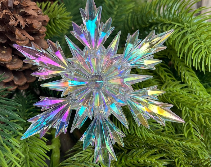 5" Iridescent Snowflake Ornament, Shatterproof Ornament, Snowflake Ornament, Colorful Ornament, Christmas Tree Ornament