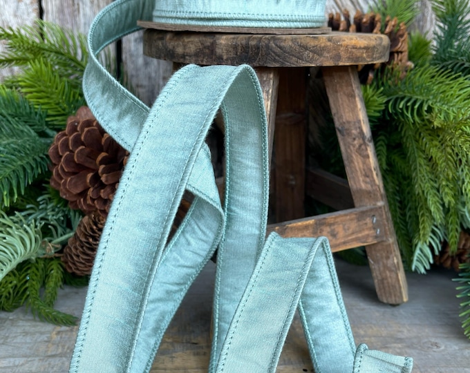 1" Aqua Teal Dupioni Ribbon, Wired Ribbon, Teal Ribbon, Skinny Ribbon, Ribbon for Bows, Blue Ribbon, Dupioni Ribbon,Chistmas Ribbon