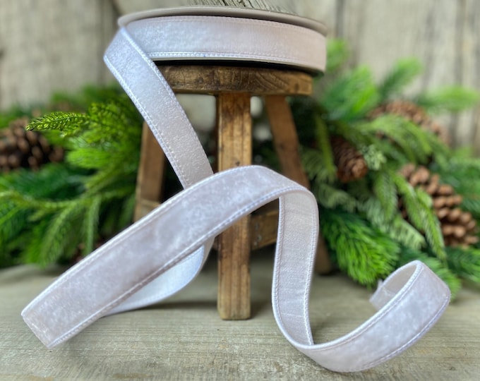 1" White Velvet Luster, Farrisilk Ribbon, Farrisilk Velvet, White Christmas, Winter White, White Velvet, Designer RIbbon, Wreath SUpply