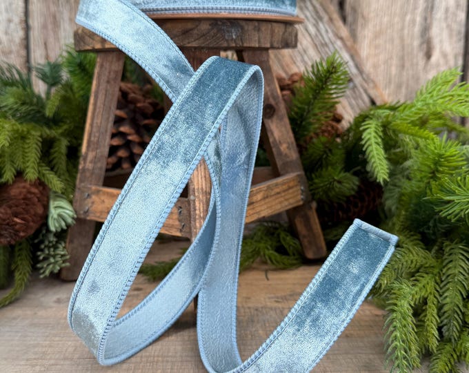 1" French Blue Velvet Ribbon