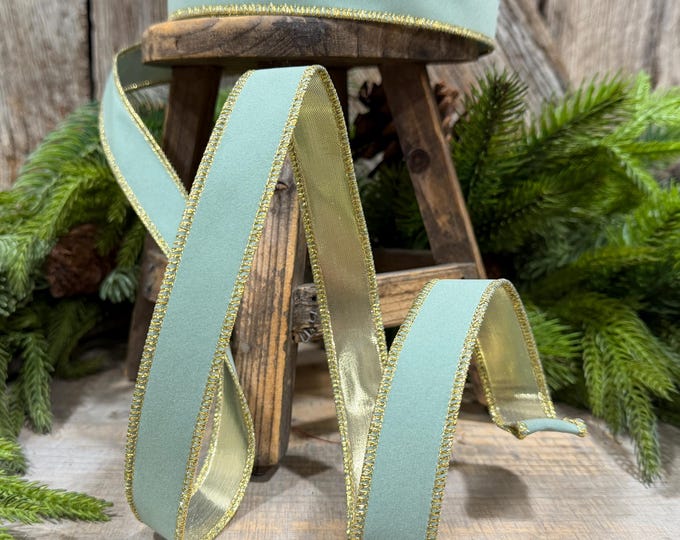1" Seafoam Aqua Suede Velvet Ribbon, Farrisilk Ribbon, RS290-37
