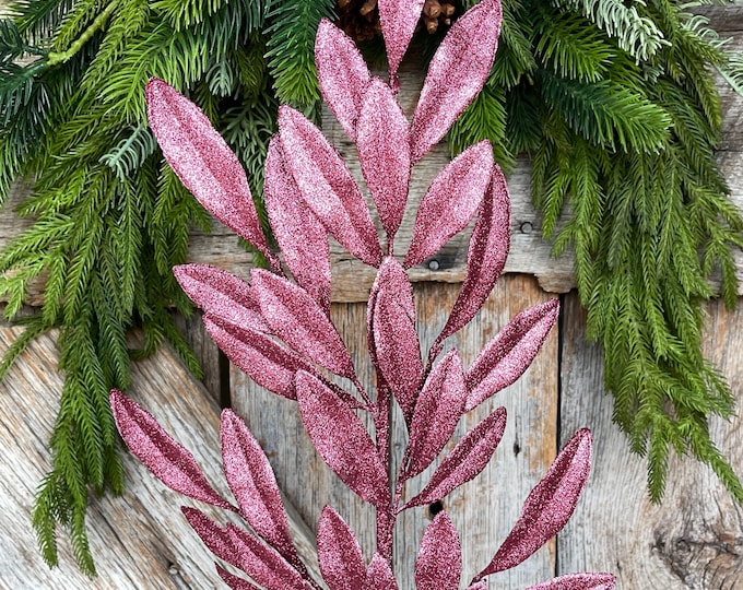 Mauve Pink Laurel Leaf Spray: 27" Christmas Tree Pick