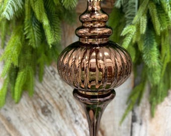 10" Chocolate Brown Finial Ornament, Woodland Theme Ornament