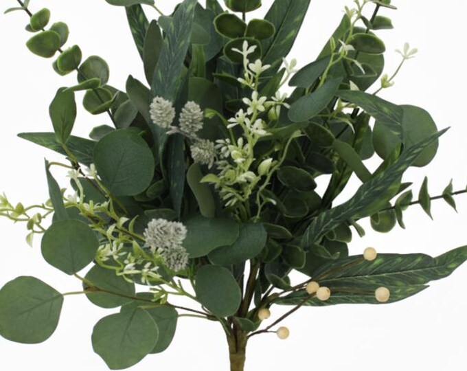 18" Eucalyptus Greenery Bush, Plastic Greenery Bush, Wreath Greenery, Spring Greenery Bush,65585