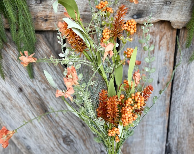 24" Orange Fall Filler Bush, 60919, Fall 60919, Orange Greenery Bush, Fall Greenery Bush, Fall Wreath Supply, 60919-0r