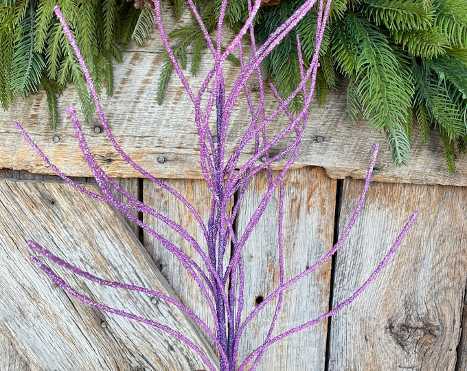 30" Purple Glitter Twig Halloween Spray, Purple Spray, Halloween Floral Stem, Halloween Spray, Picks and Stems, Purple, 57169PU