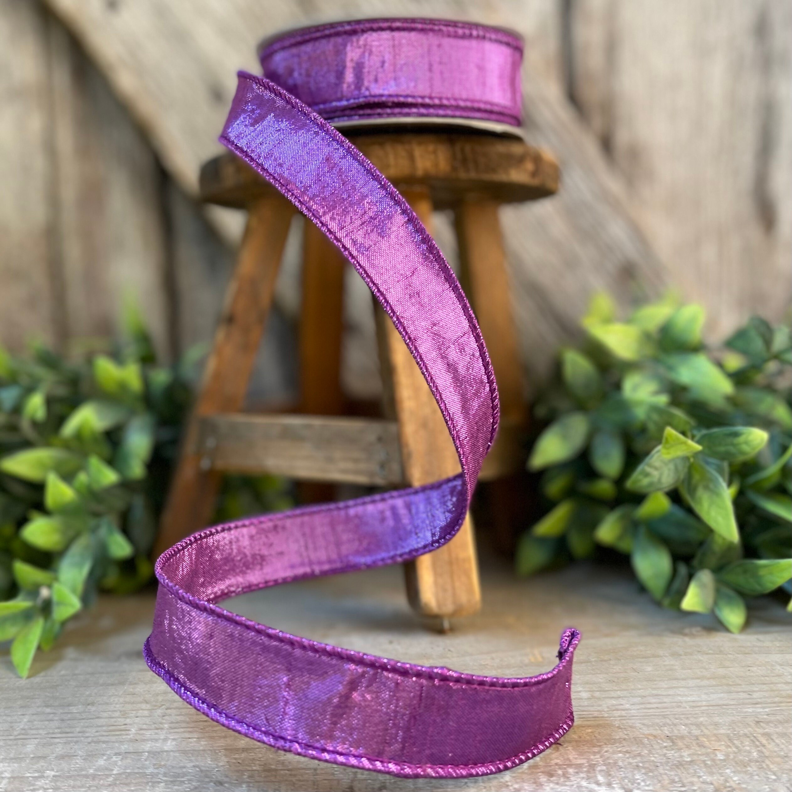 3/4 Violet Purple Velvet Ribbon, Farrisilk Wired Velvet Ribbon