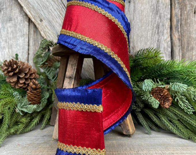4" Patriotic Ribbon, Patriotic Wired Ribbon, American Ribbon, 4th of July ribbon, Americana Decor, Designer RIbbon, 94433W-941-10D