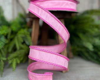 1" Pink Sherbert Cord Ribbon, Farrisilk Ribbon, Pink Ribbon, Narrow Ribbon, Wired RIbbon, Designer Ribbon, 2 tone, Spring RIbbon,RK531-14