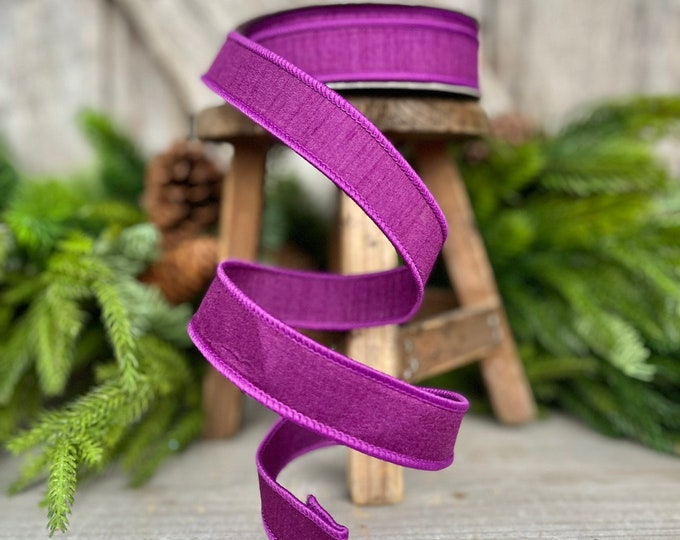 1” Purple Dupion Ribbon, Farrisilk ribbon, wired ribbon, Spring Ribbon, Halloween Ribbon, Purple ribbon, Narrow Ribbon, RK608-27
