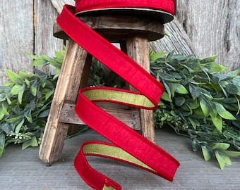 3/4" Red Green Ribbon, Farrisilk Ribbon, Double Sided Ribbon, Red and Green Ribbon, Christmas Ribbon, Designer Ribbon, RK595-02