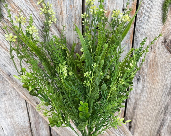18" Mixed Greenery Bush, Plastic Greenery Bush, Greenery Filler Bush, Wreath Filler Bush, Artificial Greenery Bush, 82376