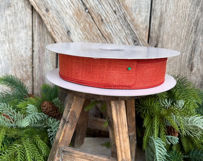 1.5" Orange Copper Wired Ribbon, Fall Ribbon, Destash Ribbon, Ribbon for Fall, Ribbon for Bows