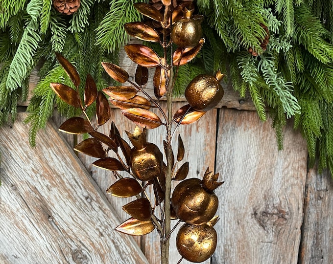 30" Bronze Berry Spray, Bronze Christmas Spray, Metallic Bronze Floral SPray, Antique Gold Spray