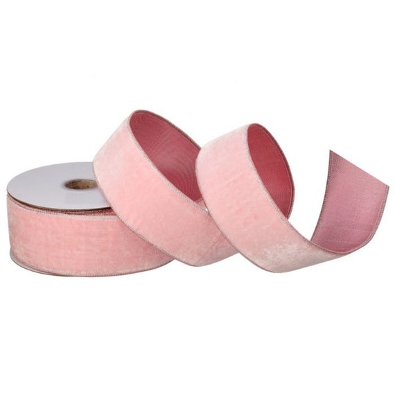 2.5 Pink Velvet, Baby Pink Velvet ribbon, Velvet ribbon, Christmas Ribbon,  Ribbon, pink ribbon, Velvet ribbon, Christmas tree ribbon, wired