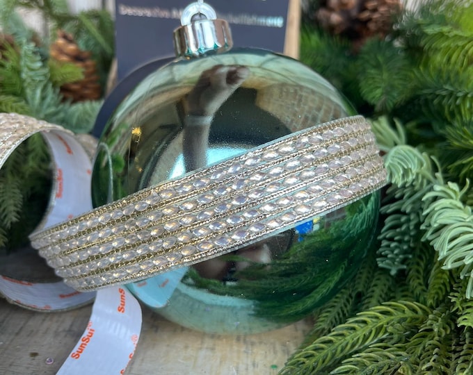 1" Platinum Queen Victoria Ornamate, Farrisilk Stick On Jewels, Platinum Gold Self Adhesive Jewel Tape, Stick on Ribbon, DIY Ornaments