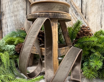 1" Brown Velvet RIbbon, Wired Ribbon, Brown Velvet Ribbon, Christmas Velvet Ribbon, Fall Ribbon, Designer Velvet Ribbon