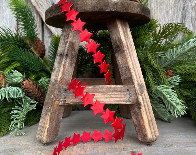 3/4" Red Star Ribbon Trim, Unwired Ribbon, Star Trim, Patriotic Trimming, 4th of July Decor, Ribbons and Trims, Red Star Trim