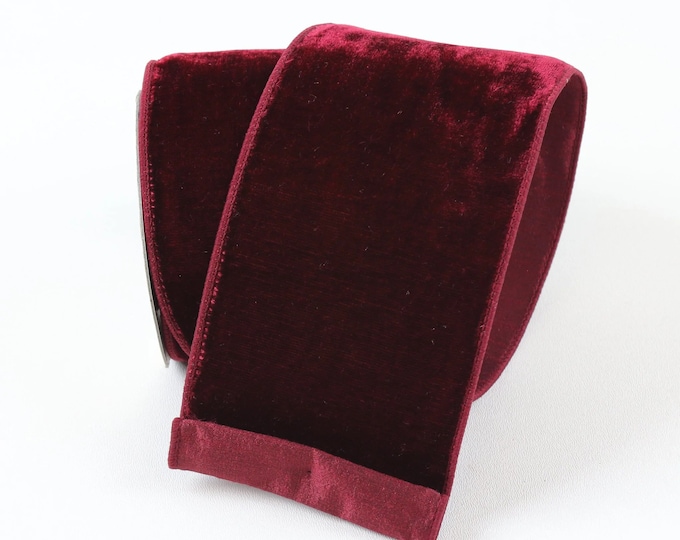 4” Burgundy Velvet Ribbon, Farrisilk ribbon, Velvet ribbon, Christmas Ribbon, Wired Ribbon, maroon velvet, Velvet ribbon, Christmas tree