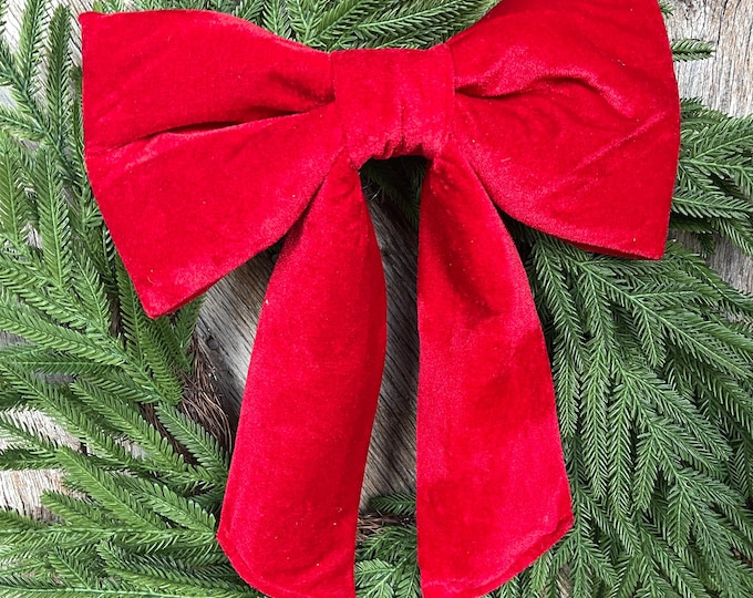 12" x 16" Red Velvet Bow, Red Christmas Bow, Velvet Bow