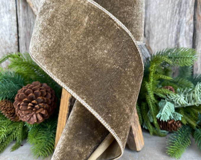 4” Mink Velvet Ribbon, Farrisilk ribbon, Velvet ribbon, Christmas Ribbon, Wired Ribbon, wood ribbon, Velvet ribbon, Christmas tree ribbon