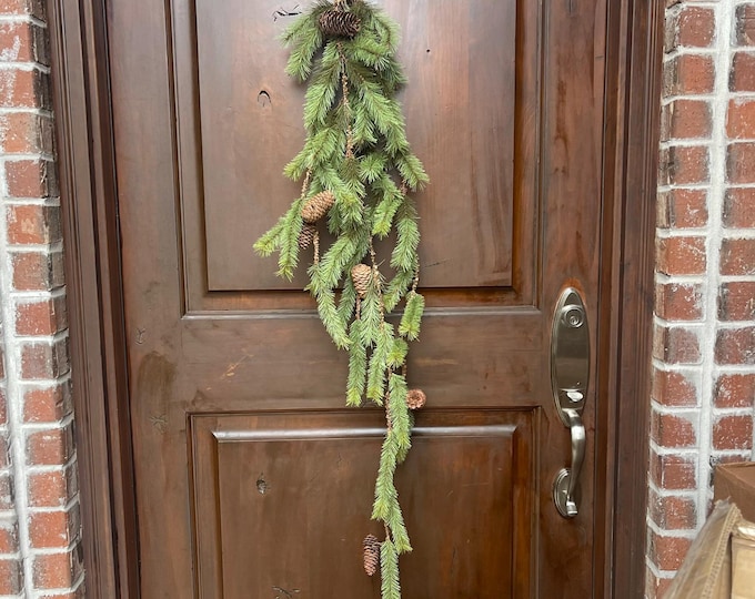 48" Long Needle Pine Hanging Swag, Christmas Pine Swag, Pinecone Swag, Bushy Pine Swag