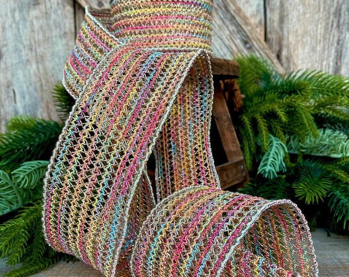3" Pastel Ribbon, Farrisilk Ribbon, Sherbert Lace Ribbon, Colorful Ribbon, RK780-32