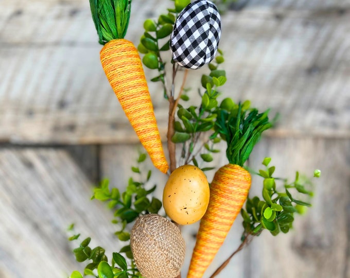 30" Easter Egg Orange Carrot Spray, Farmhouse Easter Spray, Easter Spray, Easter Decor, Carrot Decor, Wreath Supply, Craft Supply