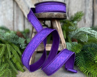 1" Purple Halloween Ribbon, Purple Labyrinth Ribbon, Farrisilk Ribbon, Halloween Ribbon, Wired Ribbon, HR045-27