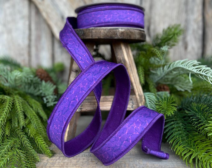 1" Purple Halloween Ribbon, Purple Labyrinth Ribbon, Farrisilk Ribbon, Halloween Ribbon, Wired Ribbon, HR045-27