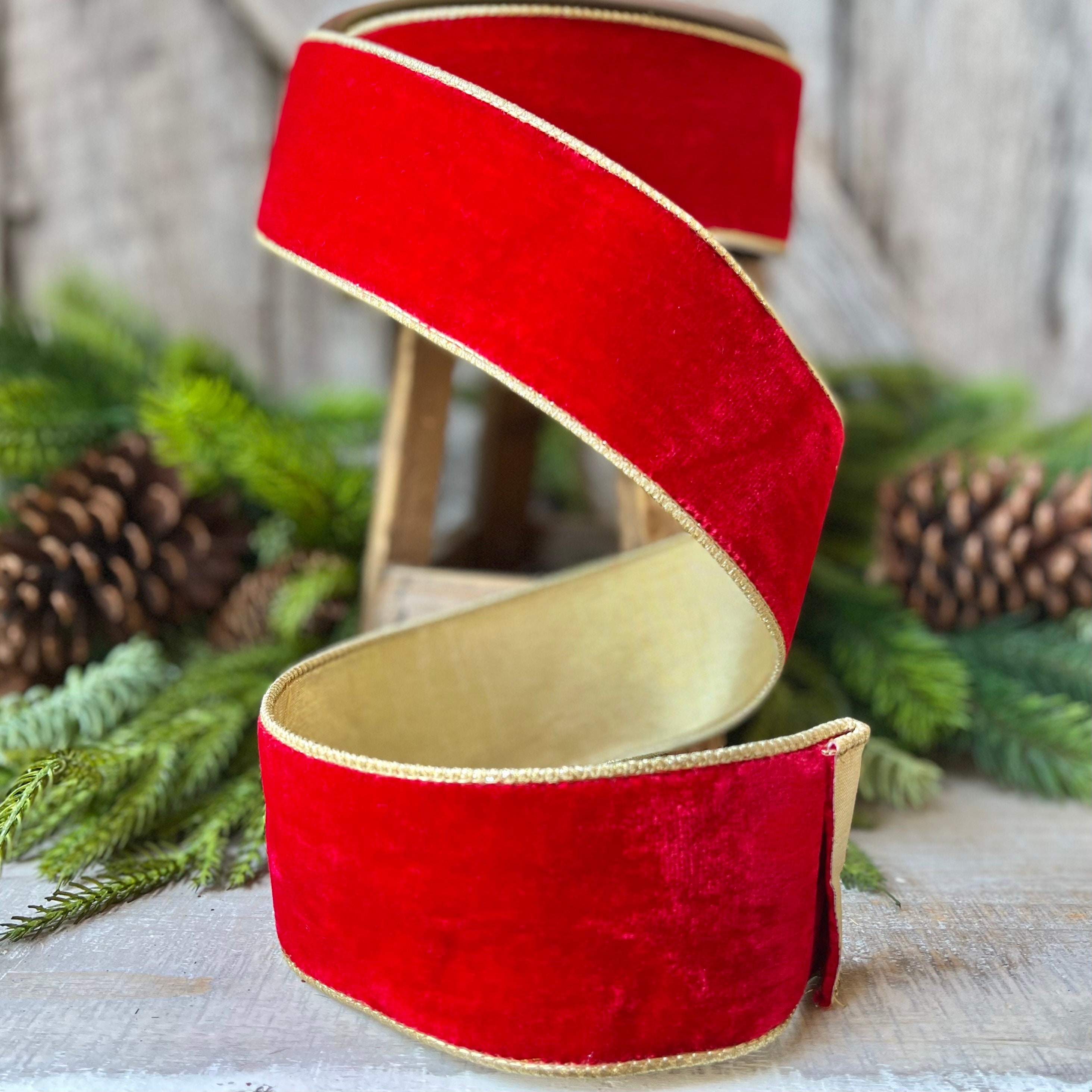 Farrisilk Holiday Queen Red Velvet Designer Ribbon Wired