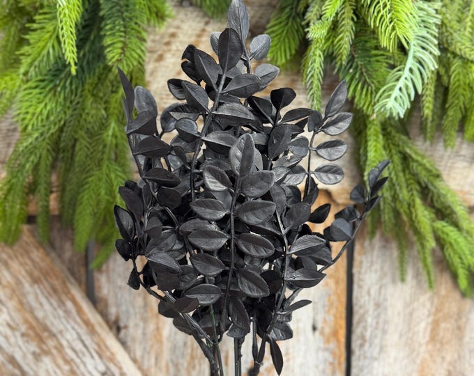 15" Black Wisteria Bush, Black Greenery Bush, Halloween Greenery