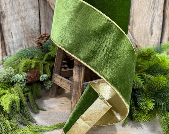 4" Forest Green Velvet Ribbon, Farrisilk Ribbon, Christmas Ribbon, Flashy Velvet Ribbon, RG807-45