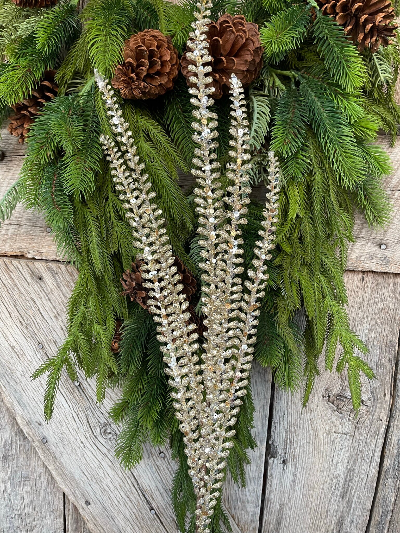 35 Champagne Gold Christmas Feathers Spray, Christmas Tree Topper Spray