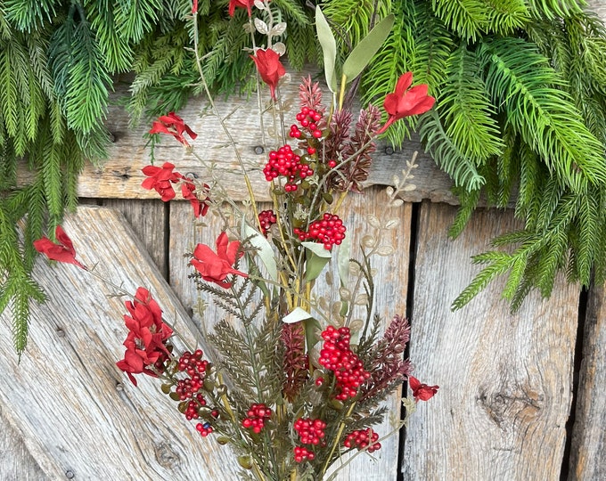 24" Red Fall Filler Bush, 60919, Fall 60919, Red Greenery Bush, Fall Greenery Bush, Fall Wreath Supply, 63048-RD