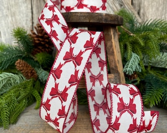 1.5" Coquette Red Bow Ribbon, Red Bow Ribbon, Red Christmas Ribbon, Christmas Gift Wrap Ribbon, Ribbon for Tree, Ribbon for Bows