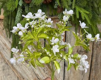 17" White Wild Flower Pick, White Floral, 35180CM