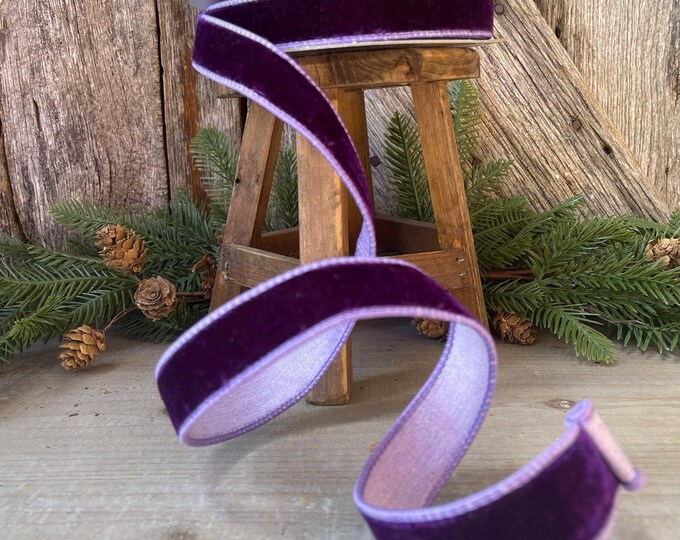 1" Purple Violet Velvet Ribbon, Farrisilk Ribbon, 2 Tone Ribbon, Purple Velvet Ribbon, Purple Ribbon, Purple Decor, RK130-07