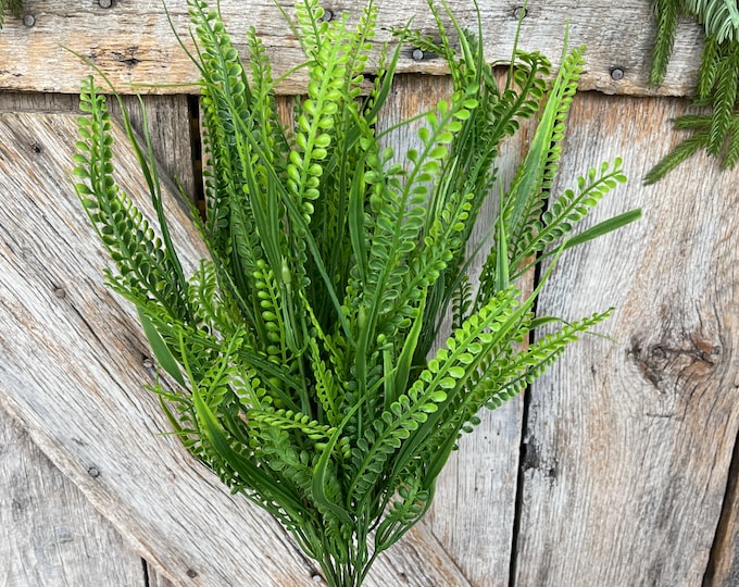 21" Button Fern Greenery Bush, Beaded Leaf Bush, Green Beaded Leaf Bush, Greenery Bush, Artificial Greenery, 84964