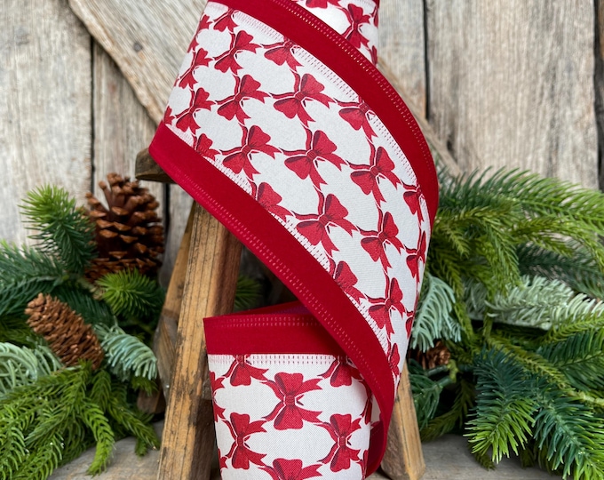 4" Coquette Red Bow Ribbon, Red Bow Ribbon, Red Christmas Ribbon, Christmas Gift Wrap Ribbon, Ribbon for Tree, Ribbon for Bows