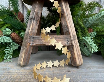 3/4" Gold Star Ribbon Trim, Unwired Ribbon, Star Trim, Patriotic Trimming, 4th of July Decor, Ribbons and Trims, Gold Star Trim