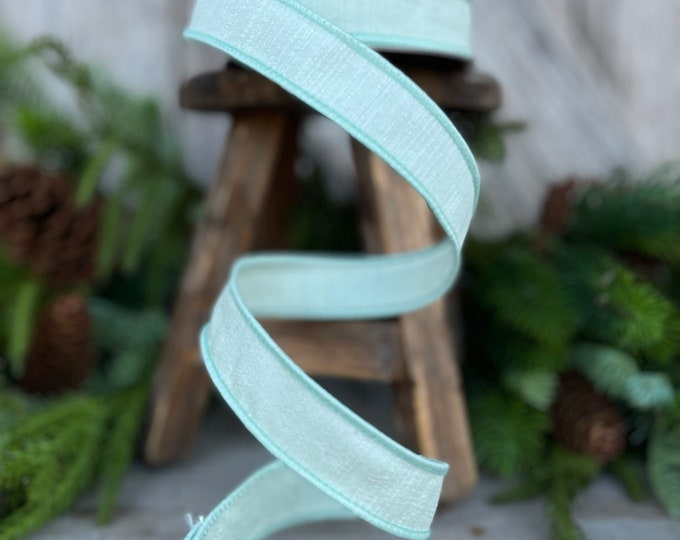 1" Sage Green Ribbon, Farrisilk Shabby Silk, 1 inch ribbon, sage green ribbon, pastel ribbon trim, wired ribbon, wreath supply, Christmas