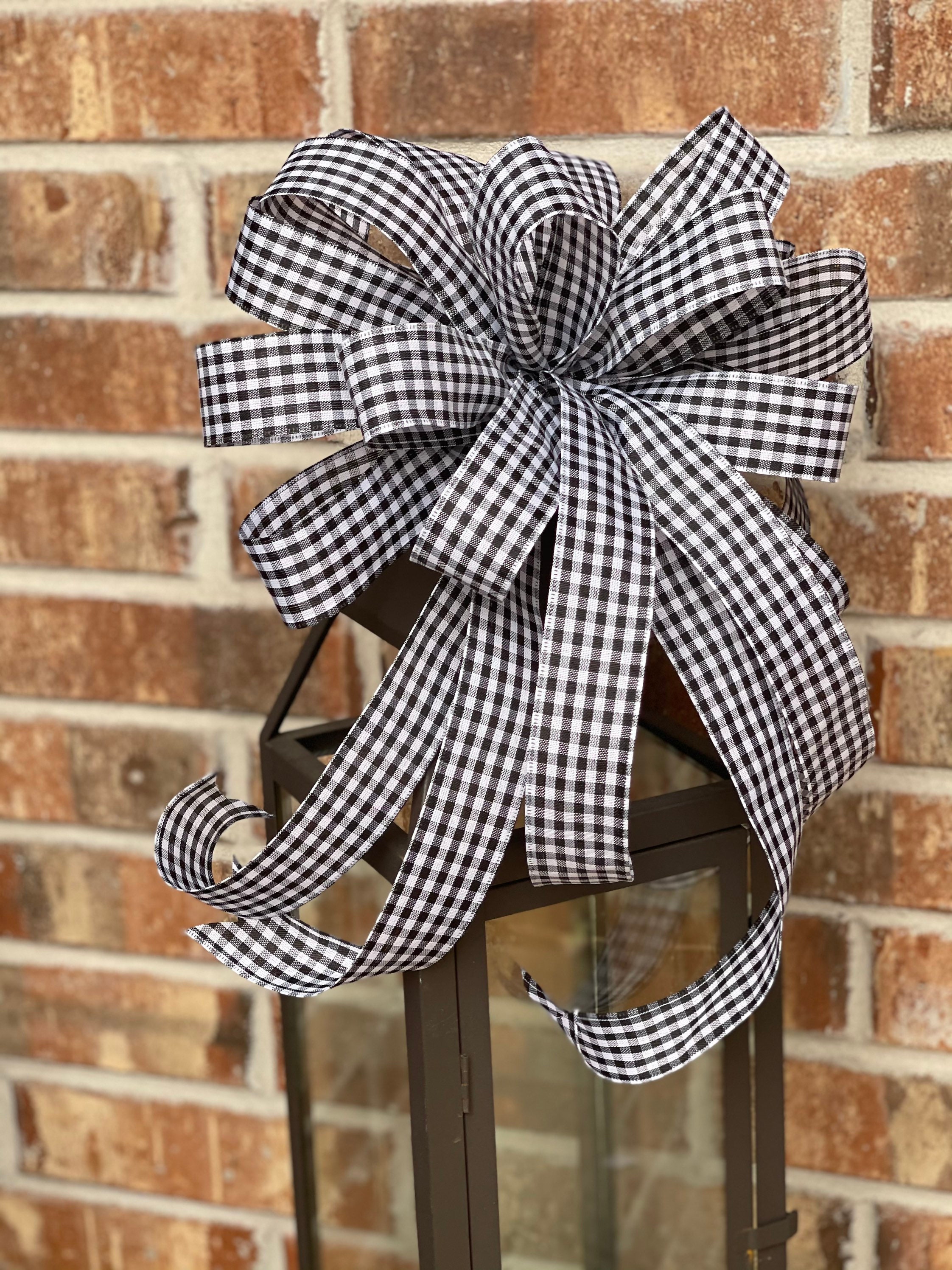 Black and White Check Bow Wreath Bow Black White Bow Spring Etsy