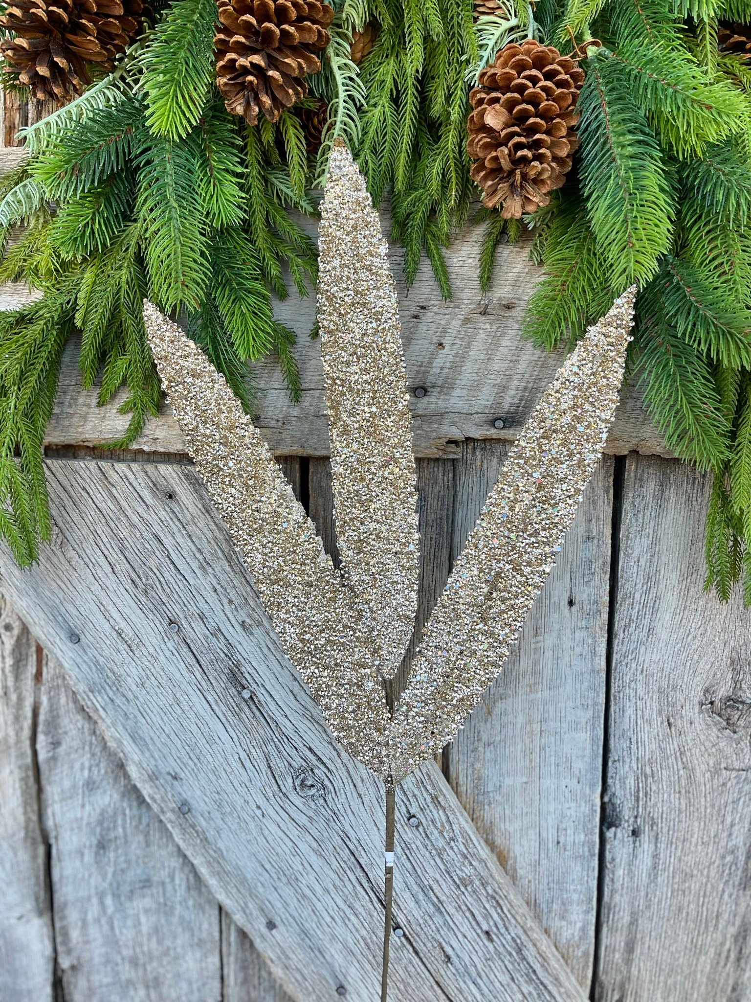 Christmas Flower Artificial Glitter Flowers With Pine Leaf 3 - Temu