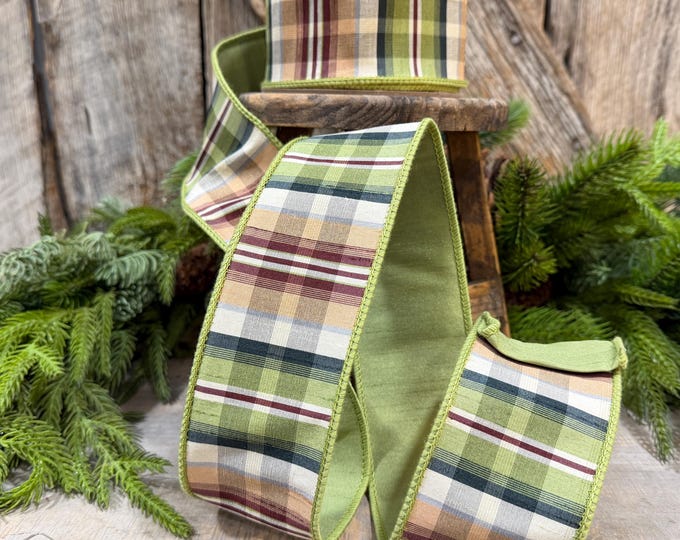 2.5" Fall Plaid Ribbon, Christmas Plaid Ribbon, Woodland Christmas Ribbon