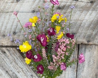 20" Mixed Wild Flower Bush, Purple Yellow Mauve Bush, Floral Filler Spray, Spring Florals, Wreath Supply, Floral Supply, Wild Flowers, 63907