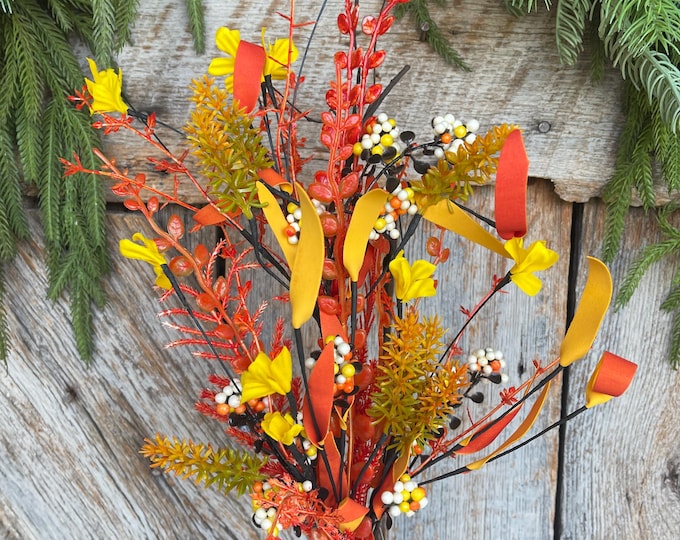24" Orange Candy Corn Bush, 60919, Fall Bush, Orange Fall Bush, Fall Greenery, 63526-CANDYCOR